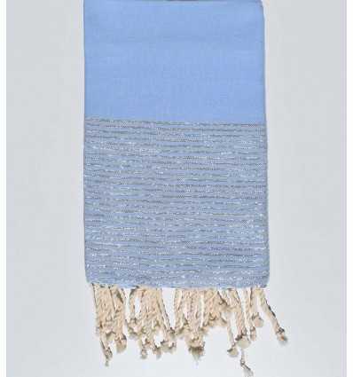 FOUTA Lurex plate bleu ciel