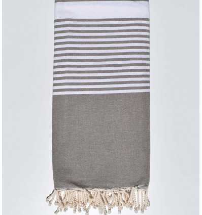 Jeté taupe avec rayures Fouta Tunisia - 3