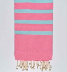 Serviette de plage plate rose et bleu clair  - 1