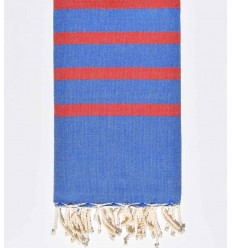 Serviette de plage plate bleu et rouge  - 1