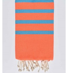 Serviette de Plage Plate Orange et bleu Fouta Tunisia - 1