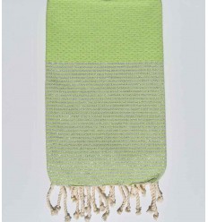 Fouta Lurex nid d'abeille vert pistache Fouta Tunisia - 1