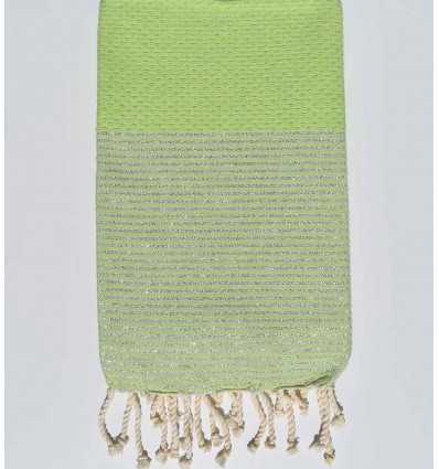 Fouta Lurex nid d'abeille vert pistache