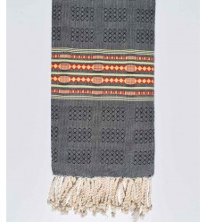 Fouta thalasso bleu foncé avec motifs Fouta Tunisia - 1