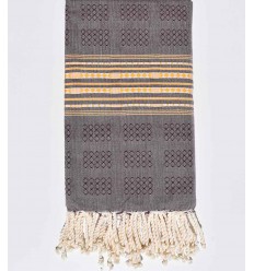 Fouta thalasso violet d'évèque avec motifs Fouta Tunisia - 1