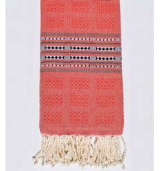 Fouta thalasso rouge tomette avec motifs Fouta Tunisia - 1