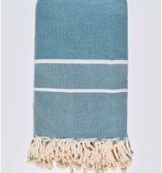 jeté couple chevron bleu canard  - 1