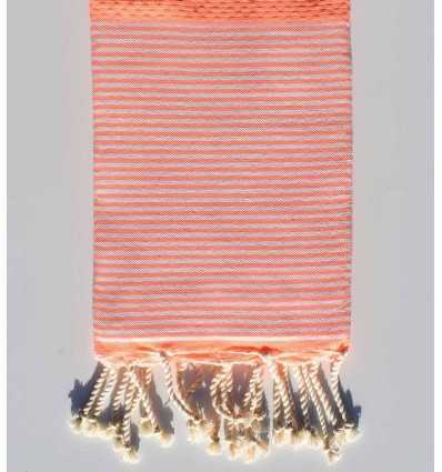 Fouta nid d'abeille enfant corail fluo