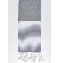 Fouta enfant nid d'abeille gris Fouta Tunisia - 1