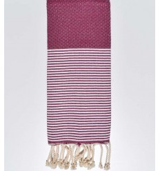 Fouta enfant nid d'abeille prune  - 1