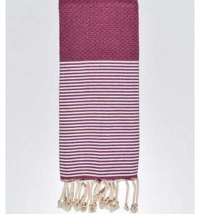 Fouta enfant nid d'abeille prune