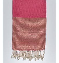 Fouta nid d'abeille rose fushia avec lurex doré Fouta Tunisia - 1