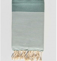 Fouta nid d'abeille vert sauge  - 1