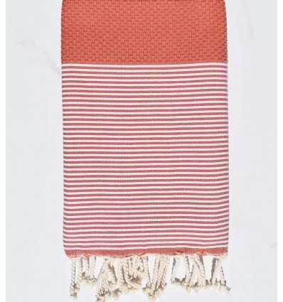 Fouta nid d'abeille brique