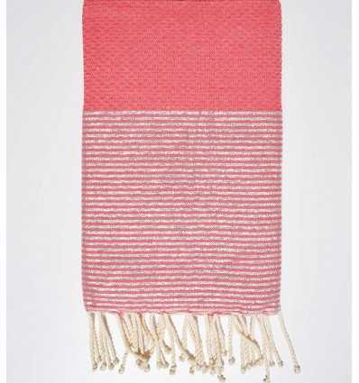 Fouta nid d'abeille rose incarnadin avec lurex