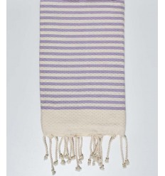 Fouta nid d'abeille rayée 1 cm avec rayures parme Fouta Tunisia - 1