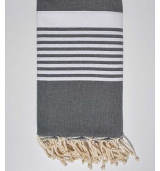 Jeté couple gris foncé 2m*2m Fouta Tunisia - 1