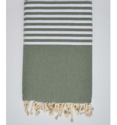 Jeté vert pale avec rayures  - 1