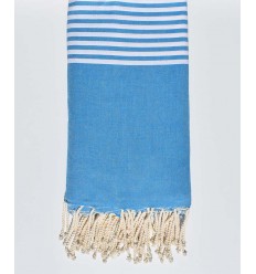 Jeté bleu céruléen 2.3m*2.8m Fouta Tunisia - 1