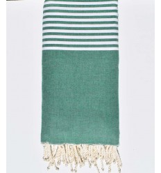 Jeté vert avec rayures Fouta Tunisia - 1