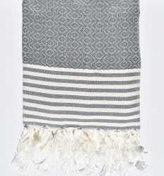 Plaid gris foncé Fouta Tunisia - 1