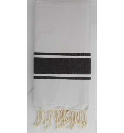 Fouta Plate blanche rayée noir