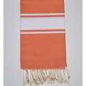 Fouta Plate orange rayée blanc Fouta Tunisia - 2