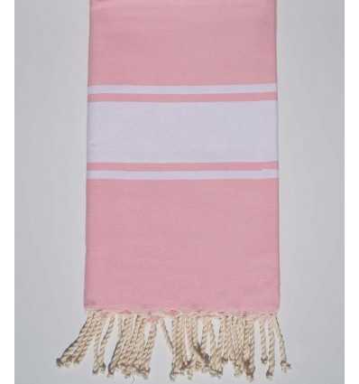 Fouta Plate rose clair avec rayures