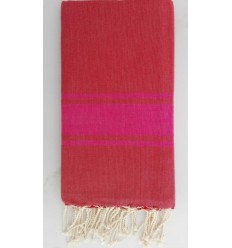 fouta plate rouge cardinal rayée rose 