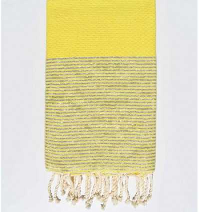 Fouta nid d'abeille jaune avec lurex