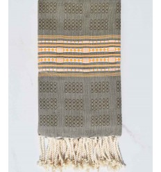 Fouta thalasso kaki foncé avec motifs Fouta Tunisia - 1