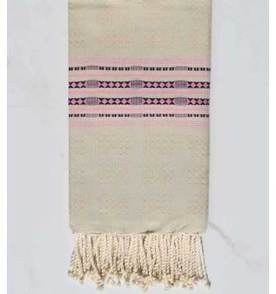 Fouta thalasso beige et rose clair