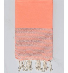 Fouta plate corail fluo avec lurex Fouta Tunisia - 1