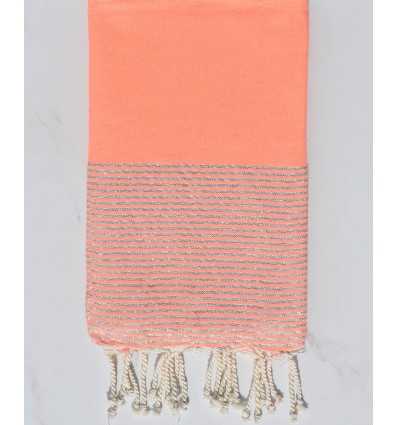 Fouta plate corail fluo avec lurex