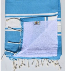 fouta doublée éponge bleu céleste Fouta Tunisia - 1
