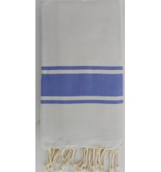 Fouta Plate gris clair rayée bleu lavande 