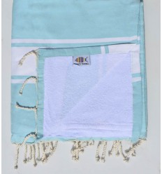 Fouta bleu azurin doublée éponge Fouta Tunisia - 1