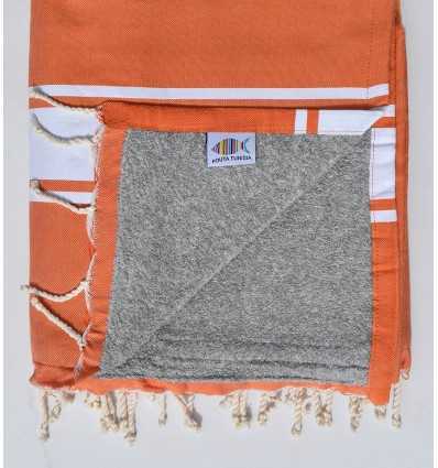 fouta éponge orange foncé