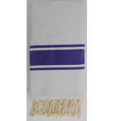 Fouta Plate gris clair rayée bleu persan 