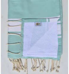 fouta doublée éponge vert opaline et blanc Fouta Tunisia - 1