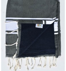 Fouta plate ardoise doublée éponge  - 1