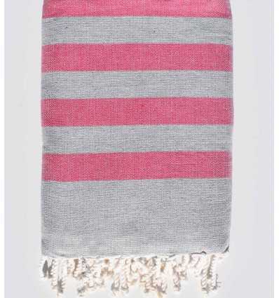 Fouta rose et gris doublée éponge