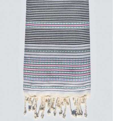 Fouta arabesque gris et noir