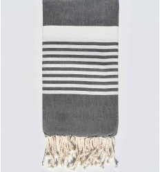 Fouta arthur gris foncé rayée blanc Fouta Tunisia - 1