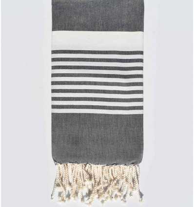 Fouta arthur gris foncé rayée blanc