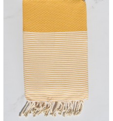 FOUTA NID D'ABEILLE jaune impérial avec rayures Fouta Tunisia - 1