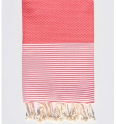 Fouta nid d'abeille rose incarnadin Fouta Tunisia - 1