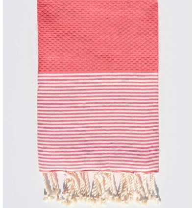 Fouta nid d'abeille rose incarnadin