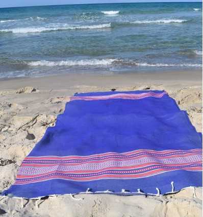 Fouta arabesque bleu