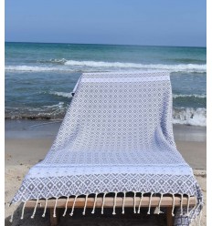 Fouta fleuri gris  - 1